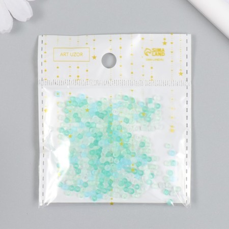 Glass 8/0 "Matte translucent. Green melange" 10 g-3
