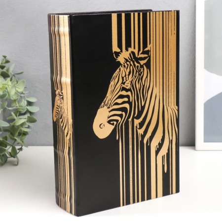 Safe Brush Tree leatherette "Golden Zebra" 27x18x7 cm
