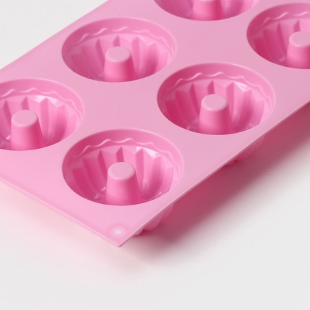 Baking uniform “German cupcake”, silicone, 17 × 27 cm, 6 cells (D = 7 cm), pink color-6