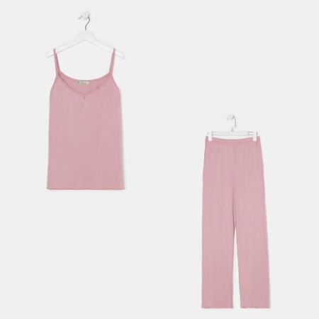 Female pajamas (T -shirt, pants) Powder color, size 48-7