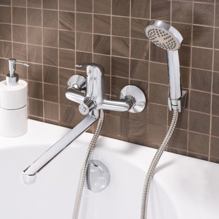Bath mixer RMS SL128-006E, single-leaf, with shower, rotary surveillance, chrome 434147-1