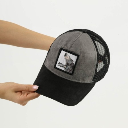 Men's cap with a DIGNITY grid, black color, rr 56-15
