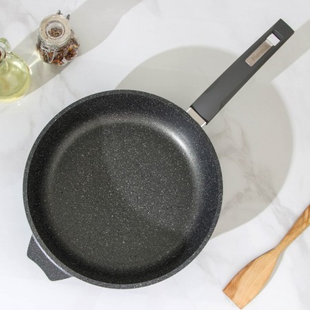 Granite pan, d = 26 cm, plastic handle, anti -stick coating, gray color-1