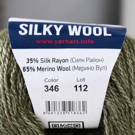 Yarn "Silky Wool" 35% Silk district, 65% Merino. Wol 190m/25g (346 wormwood)-3