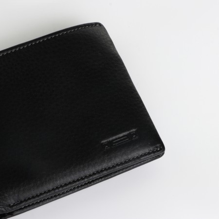 Male purse for magnet, clip for bills, separation for SIM cards, black color-2