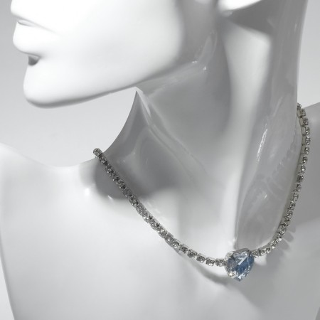 The necklace "Jewel" is large, white color in silver, 34 cm-1