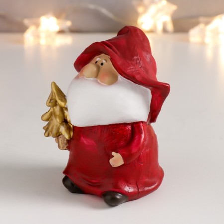 Polystone souvenir "Grandfather Frost in the cap with a gnome with a Christmas tree/star" 9x9.5x4 cm-4