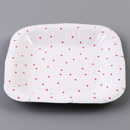 Disposable plate paper square "hearts", 16.5x16.5 cm-3