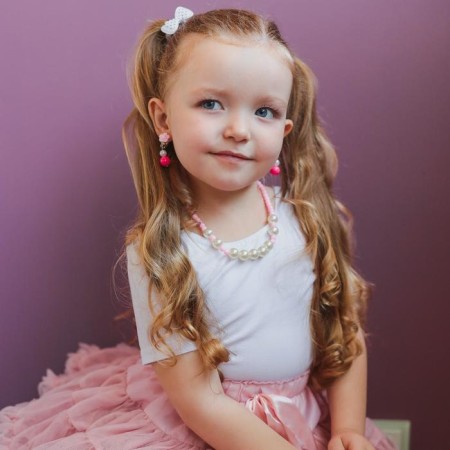 Children's “chosen” pearls, 20 cm, white-pink color-3