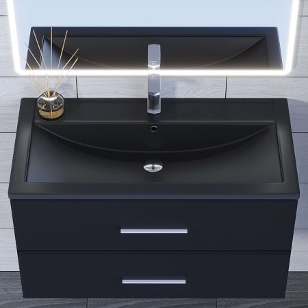 Sink uperwood Foster Quartz 90 cm, quartz, black matte, space-1