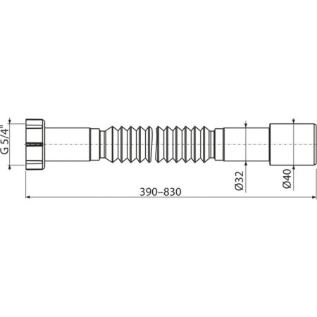 Corrugated pipe Alcaplast A750, 5/4 "× 32/40 mm, length 390-830 mm, polypropylene-1