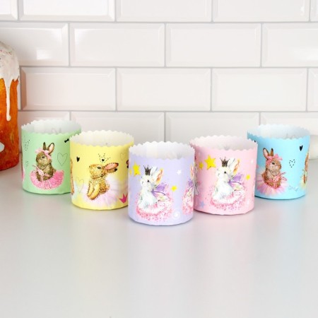 Paper form for cake "Bunnies" 90 x 90 mm, mix-4