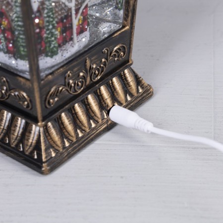 LED figure "Lantern with a house" 12 × 24 × 12 cm, plastic, AAX3 batteries (not complete), USB, glow warm white-3