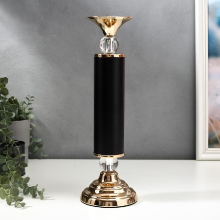Summary Metal for 1 candle "Column with crystals" black with gold 36x12x12 cm-1