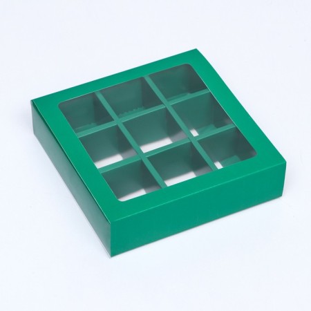 Box for 9 sweets with a shell, emerald, 14.5 x 14.5 x 3.5 cm-1