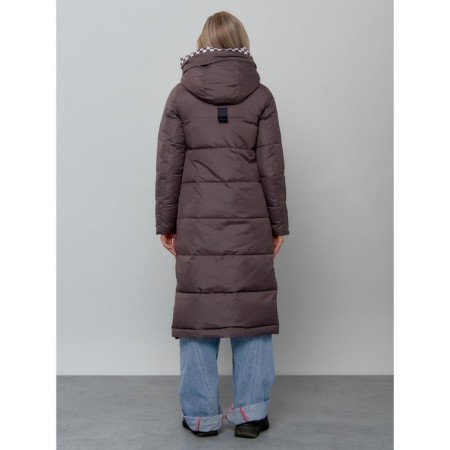 Coat insulated female, size 42, dark brown color-4