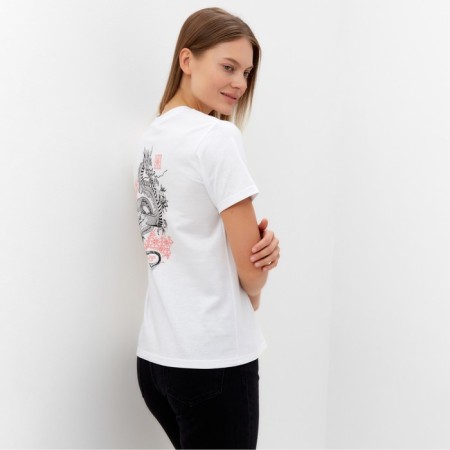 Women's T -shirt, white color/dragon, size 44-2