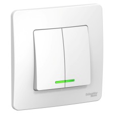 Выключатель SE Blanca, 10 А, 2 клавиши, IP20, скрытый, с подсветкой, белый, BLNVS010511