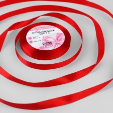 Satin ribbon, 12 mm × 23 ± 1 m, color red No. 26