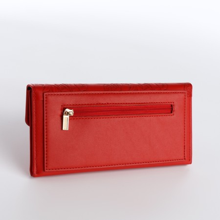 Women's wallet on the button, red color-1