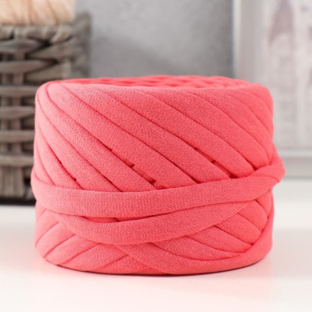 Knitted yarn set No. 4, 3x30 m, width 7-9 mm, 100 g (pink, red, coral)-1
