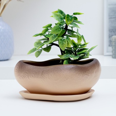 Pot "Bonsai Small" beige, 17x14x8cm