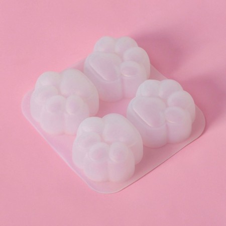 Mold Dolyana "Paws", silicone, 9.5 × 9 × 2.5 cm, cell 4 × 4 cm, white color-1