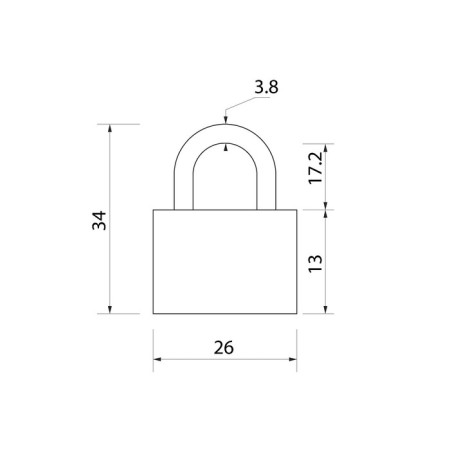 Locking castle, type 1, 26x35 mm, 2 keys-2