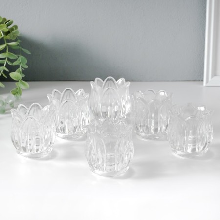 Glass of glass per 1 candle "Sninker" transparent 7x7x7 cm-4