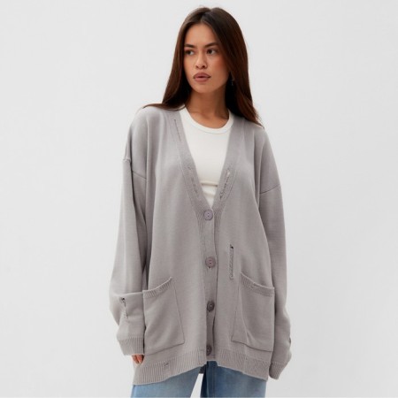 Cardigan Women's Mist with pockets, graphite, OneSize (44-48)