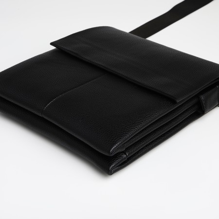 Male bag over the shoulder, Textura, external pocket, black color-4
