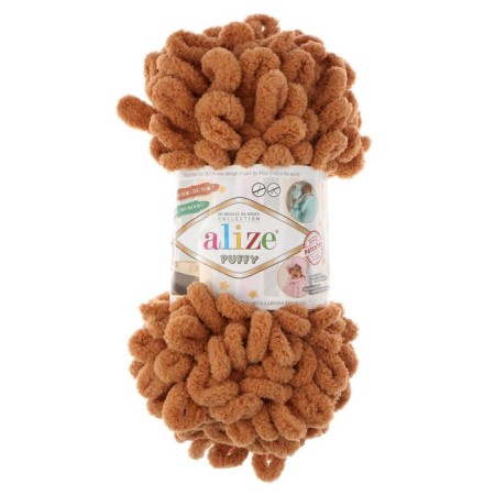 Yarn "Puffy" 100 % micropoliester 9m/100g (179 camel)-1