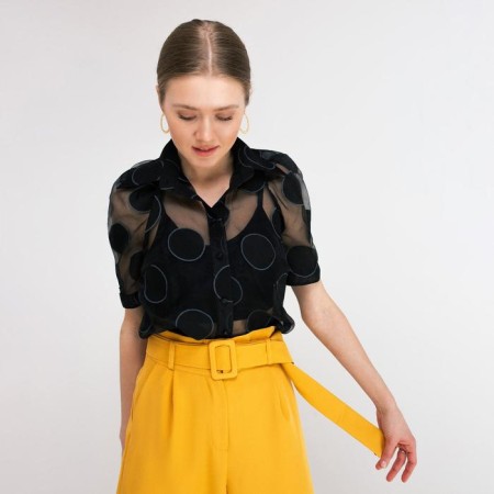Women's shirt Minaku: Green Trend Black Color, Rr. 44-3