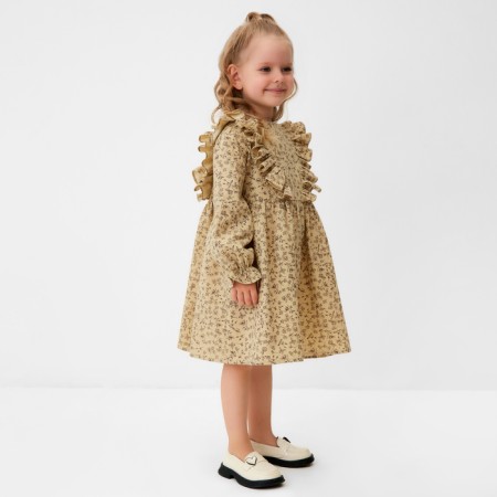 Платье для девочки MINAKU: Cotton collection цвет бежевый, рост 110 см-3