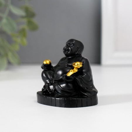 NECKE Polystone "Hothee with Golden Wand of Joua" Black 4x5x5.5 cm-2