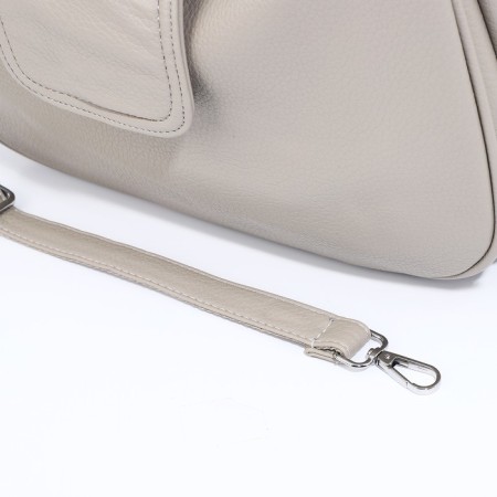 Load bag with zipper, external pocket, long belt, gray-beige color-6