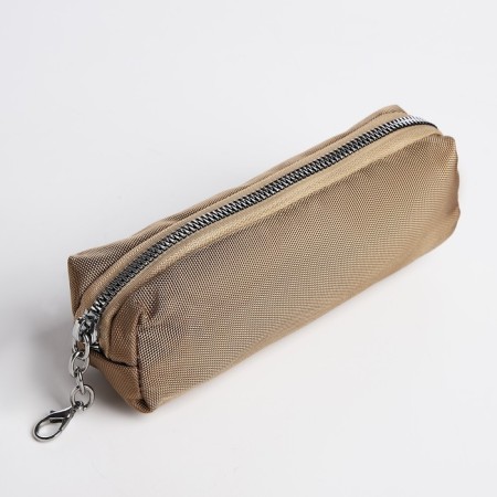 A backpack with a zipper, 5 outer pockets, pencil case, beige color-7