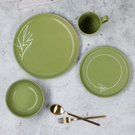 Deep plate ceramic olive, 15.5 x 6.5 cm, 800 ml, green color-7