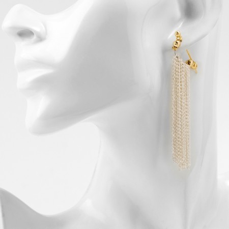 Earrings Metal "Chains" Assembly, silver-gold color-4