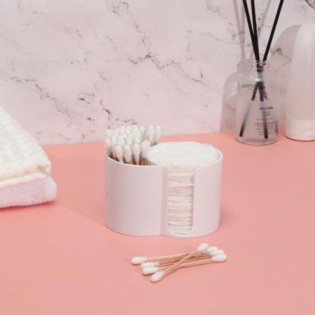 Organizer for storing cotton sticks and disks, 2 sections, 9.5 × 6 × 6 cm, white color-2