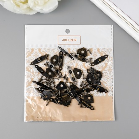 Castle metal for bronze casket + nails. set 10 pcs 2x3 cm-3