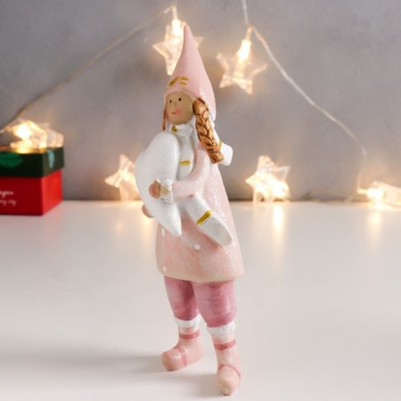 Polystone souvenir "Baby in pink, in cap, with heart/star" 18x5x3.5 cm-4