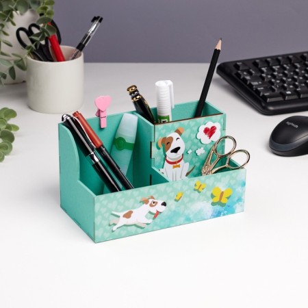 Organizer for the Office "Dog" hearts, 3 departments, 18.5x10x10 cm