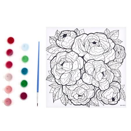 Picture on numbers on canvas with a subframe "Bouquet of peonies", 20 x 20 cm-4
