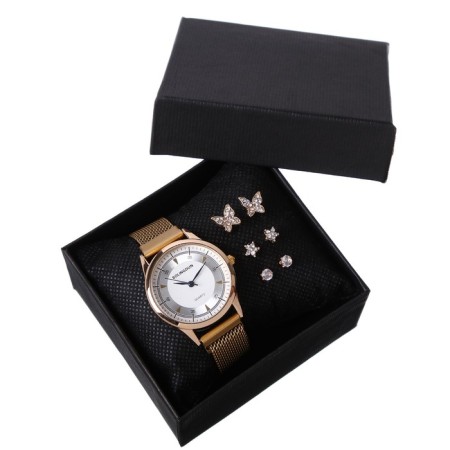 Women's gift set BolingDun 2 in 1: Watch, earrings, d-3.1 cm