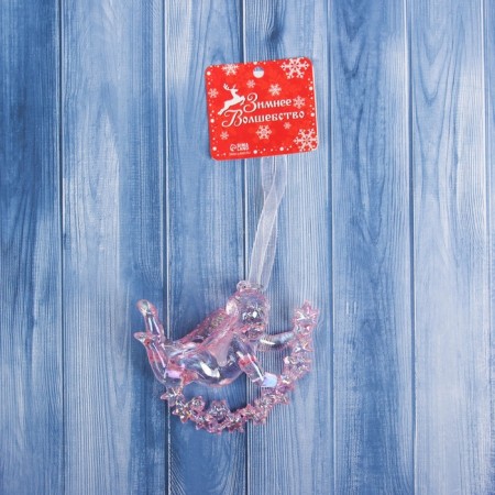 Christmas tree decoration "Angel on the stars" 7x8 cm, lilac overflow-2