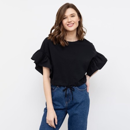 T -shirt female, black color, size 50