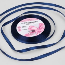 Satin tape, 6 mm × 23 ± 1 m, color dark blue No. 38