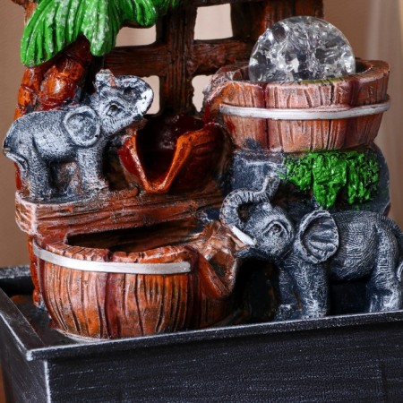 Fountain "Elephants under the palm trees at the fence" 19x13x26 cm (with backlight)-1
