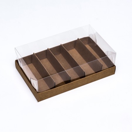 Folding confectionery box for 5 eclairs, craft, 22x13.5x7cm-1